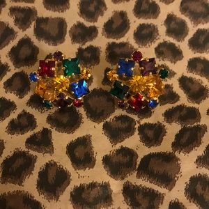 Gold Tone Jeweled Earrings